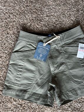 Democracy High Waist Women's Utility Shorts in Olive Green
